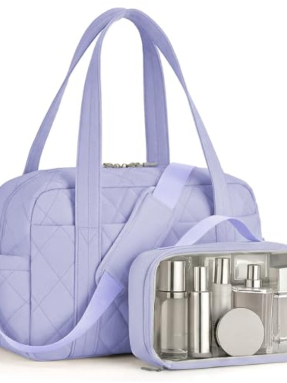 Lightweight Quilted Travel Duffle Bag with Padded Laptop Sleeve and PVC Lined